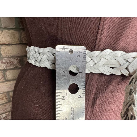 split leather belt white 1980s - Picture 9 of 9